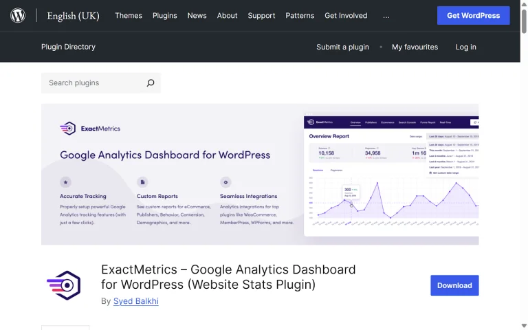 WordPress plugin for analytics ExactMetrics